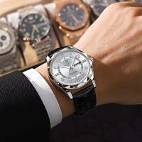 Montre Poedagar 858 pour homme, luxe, date, semaine, bracelet en cuir, quartz, étanche, lumineuse, montres pour homme, vente en gros, Orologio