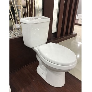 WC Moderno in Ceramica Bianca a <span class=keywords><strong>Pavimento</strong></span>, Due Pezzi, Allungato, con Scarico a Doppio Flusso Sifonico S-Trap <span class=keywords><strong>per</strong></span> Hotel - Product Image 3