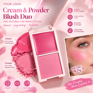 Beste Geperste Poeder Vegan Make-up Palette met <span class=keywords><strong>Blush</strong></span> op Bedrukt Logo Langdurige Rode Wangen Crème <span class=keywords><strong>Blush</strong></span> Palette Private Label - Product Image 1