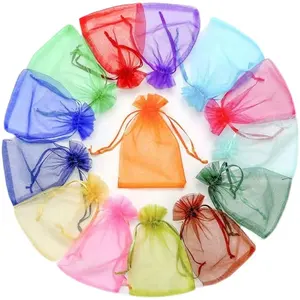 23 colors 14 sizes Jewelry Packaging Organza Gift Pouch Drawstring White Organza Bags Wholesale Large With Logo