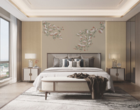 Papier peint texturé artistique de style chinois avec broderie d'oiseaux et de fleurs pour hôtel, maison, décoration intérieure culturelle