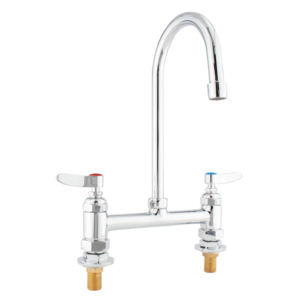 Robinet de cuisine professionnel en laiton chromé à double poignée, économie d'eau, débit élevé, bec pivotant - Product Image 1