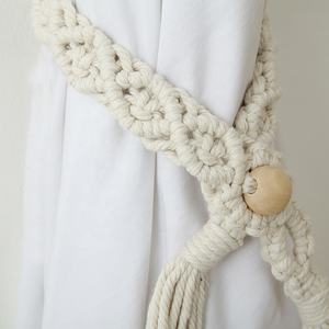 Corda di cotone nappa intrecciata a mano nordica INS foglia macramè tenda cravatta indietro - Product Image 4