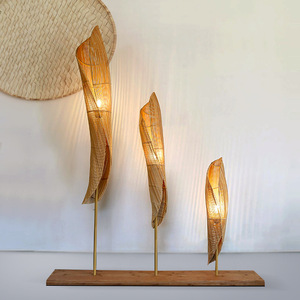 Lampe de sol en bambou tressé, grande, moyenne et petite, combinaison économique en énergie, avec interrupteur, pour salon, chambre, maison d'hôtes, style Zen - Product Image 3