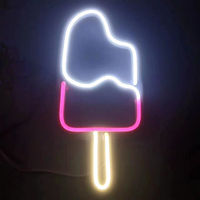 Décoration d'intérieur, enseigne lumineuse au néon 5V, enseigne lumineuse au néon en forme de crème glacée, connecteur USB, cadeau pour enfants