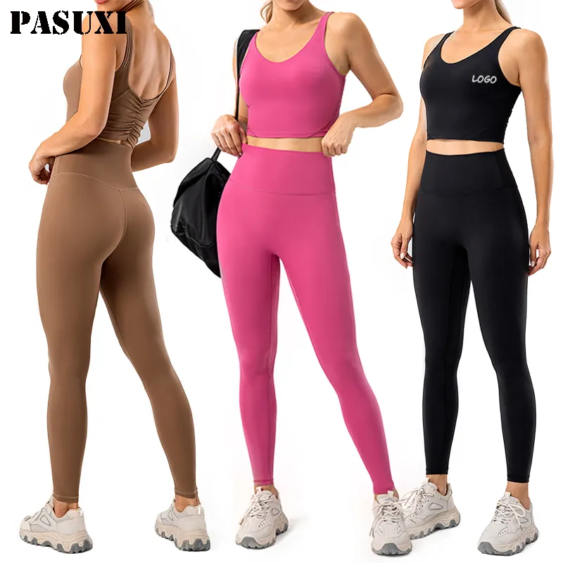 PASUXI Women Leggings Workout Clothes Suit High Quality Activewear Sports Plus Size Seamless Gym Bra Fitness Yoga Sets