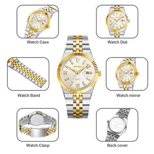 Reloj de pulsera para hombre, de lujo, sencillo, de acero inoxidable, con esfera de vidrio texturizado tipo panal de abeja de 40 mm, resistente al agua, con fecha grande y movimiento de cuarzo - Product Image 6