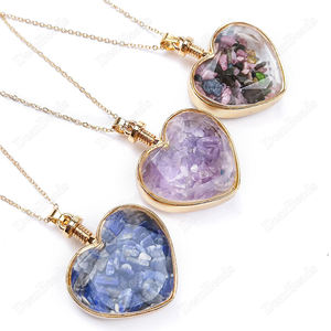 Migliore bottiglia che desiderano pietra naturale chip di bottiglia del pendente per la collana, trasparente sfaccettato cuore di cristallo della collana della bottiglia - Product Image 2