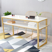 Table et chaise à ongles en marbre nordique Beauty Shop Double Nail Table Light Luxury Iron Dressing Table