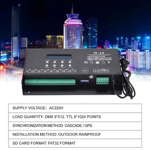 Aipin M-A8 8-Port PWM artnet DMX để SPI <span class=keywords><strong>LED</strong></span> Pixel điều khiển với <span class=keywords><strong>SD</strong></span> hỗ trợ thẻ ngoài trời không thấm nước AC220V 1200 Wát Max tải - Product Image 3