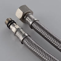 Tuyau de douche moderne flexible en acier inoxydable tressé pour robinet de salle de bain avec filetage de compression femelle et connecteur mâle