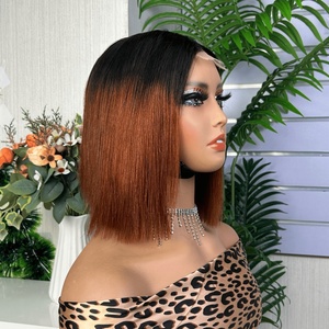SDD 2x6 Kimky Closure <b>Bob</b> <b>Wig</b> 100% Human Hair Mixed Color Glueless <b>Wig</b> Bone Straight - Product Image 4