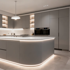 Tùy Chỉnh Hiện Đại Sang Trọng Modular Nhà Bếp L Hình Tủ Đồ Nội Thất Thiết Lập Thiết Kế Có Độ Bóng Cao Rắn Gỗ Sơn Mài Tủ Bếp Các Nhà sản xuất - Product Image 2