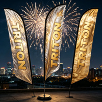 Drapeau publicitaire personnalisé pour exposition de motos, bannière publicitaire extérieure avec mât