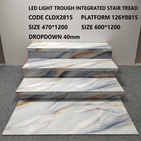 Dalles d'escalier StoneTexture avec canal LED intégré, dalles d'escalier intégrées pour les escaliers de villas et de clubs