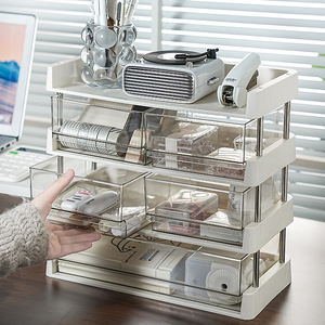 Office Organizer Multi Tiered <b>Shelf</b> With Clear Drawers For <b>Desk</b> Storage And Display - Product Image 4