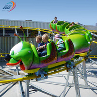 Manège de parc d'attractions, montagnes russes, poulie à vis sans fin, manèges à chenilles, train sur rail Budworm pour enfants