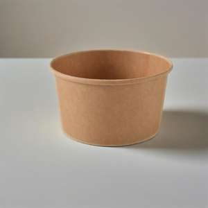 Bol en papier kraft jetable épais et rond avec couvercle léger pour l'emballage des aliments pour les collations Sushi Salade de fruits Repas - Product Image 1