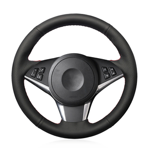 Housse de <span class=keywords><strong>volant</strong></span> en fibre de carbone et cuir microfibre pour <span class=keywords><strong>BMW</strong></span> <span class=keywords><strong>E60</strong></span> E61 530d 545i 550i E63 E64 630i 645Ci 650i 2003-2010 - Product Image 1