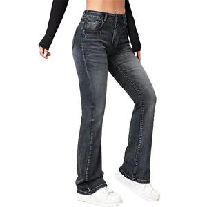 Nuovo caldo classico Slim Fit Jeans da <span class=keywords><strong>donna</strong></span> Casual tinta tinta a vita alta Jeans alla moda da <span class=keywords><strong>donna</strong></span> <span class=keywords><strong>pantaloni</strong></span> di Jeans dritti da <span class=keywords><strong>donna</strong></span> - Product Image 4