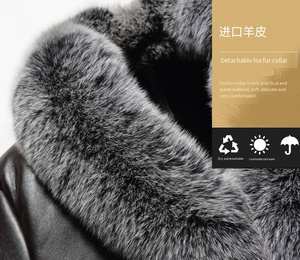 남성용 퍼 일체형 가죽 코트 빅 폭스 퍼 두꺼운 중간 길이 칼라 양가죽 코트 남성용 퍼 - Product Image 6
