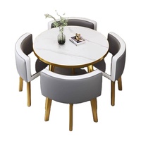 Table à manger contemporaine en bois massif multifonctionnelle pour la maison, l'hôtel, la cuisine, le salon, avec 4 chaises