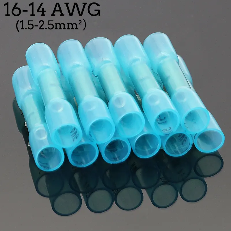 1000 Cái/túi Heat Shrink Butt Wire Connectors AWG 16-14 1.5-2.5mm2 Màu Xanh Chống Thấm Cách Điện Ô Tô Dây Cáp Thiết Bị Đầu Cuối