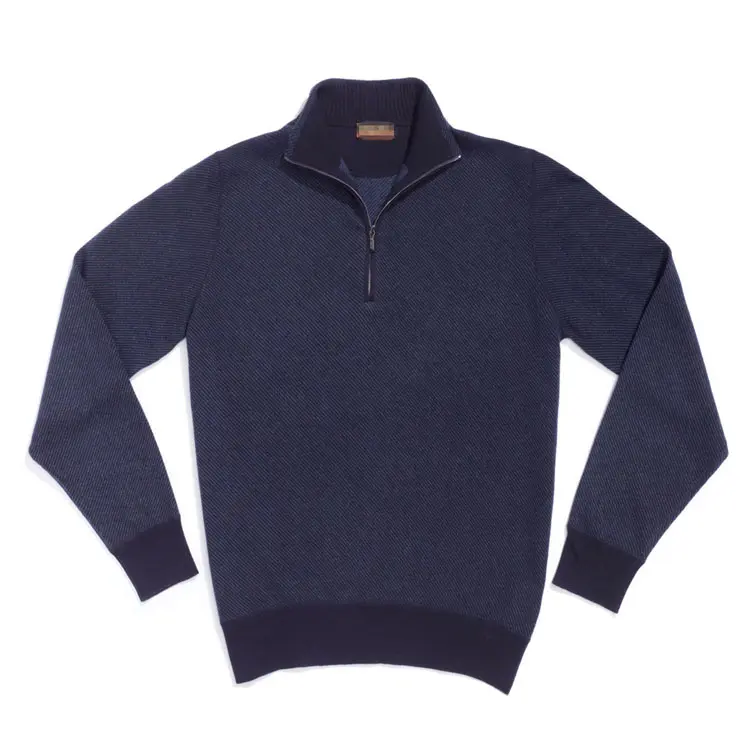 Men's merino wool half zipper pullover sweater