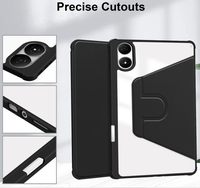 Étui de tablette en cuir acrylique à rotation 360° avec support (rose) style Ins pour Infinix Tecno MegaPad 11