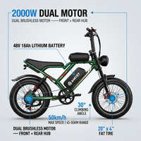 Vélo électrique à pneus larges à double moteur 2000W, 48V 17.5Ah, 20 pouces, VTT électrique pour adultes, tout-terrain, hors route