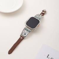Bracelet de montre intelligente en cuir turquoise rétro, confortable, avec boucle à ardillon, 233 mm, pour articles de luxe