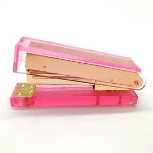 Luxus Kunststoff dursichtig rosa Stapler bunt acryl-Stapler Handsticker Klampenmaschine Acryl-Buchabfluss