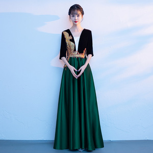 green emerald velvet dress RACHEL (Style #443)