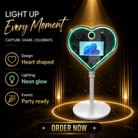 Miroir photo de mariage en forme de cœur avec fonction tactile, idéal pour les fêtes, comprend une caméra et une imprimante