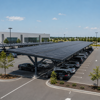 Système de carport solaire commercial triphasé à double rangée de panneaux monocristallins de type Y, 50KW 100KW, raccordé au réseau, pour le stationnement