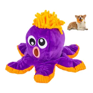 Hot Selling Cute Pet Supplies Soft Stuffing Plush Funny Flip Octopus Hide Food Squeaky Durable Bite Resistant Dog Toy