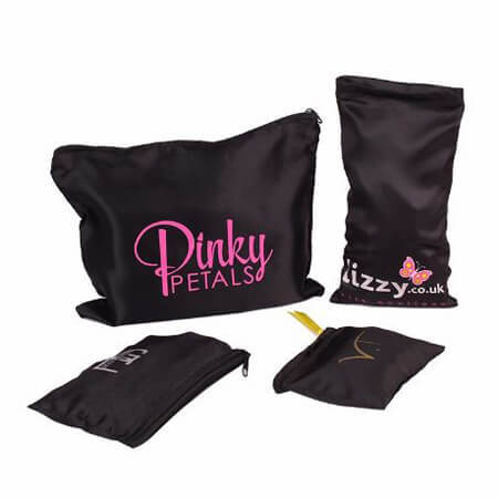 Black Satin Pouch Large Custom Satin