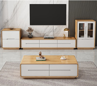 Ensemble de salon moderne et durable de luxe léger avec canapé en tissu, meuble TV et table d'appoint assortis