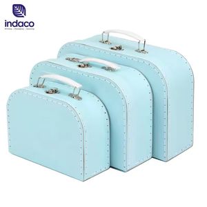 Boîte cadeau rétro en carton 3 pièces avec boucle et poignée métalliques, boîte de rangement décorative pour fête - Product Image 4