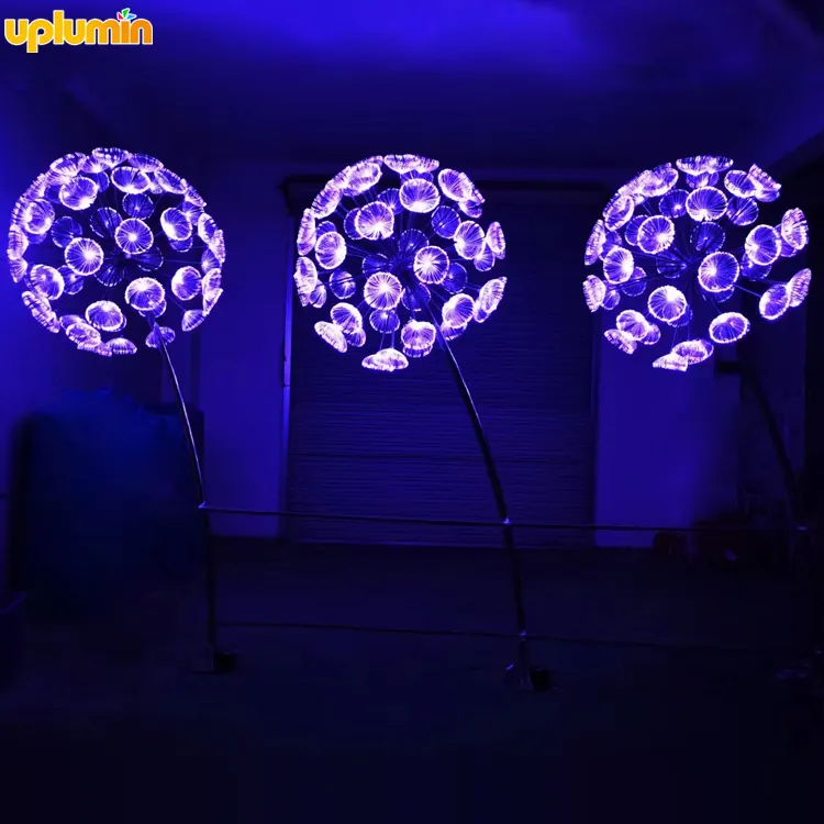 Led pissenlit lumière fournitures commerciales étanche décoration lumières fibre optique fleurs pissenlit lumières extérieur