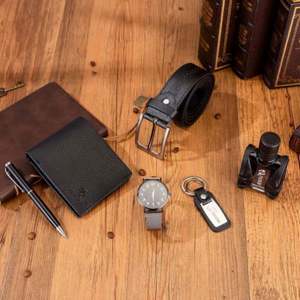 Reloj de Cuarzo de Lujo para Hombre con Esfera Grande, 6 Piezas/Set, Set de Regalo Boutique con Cinturón, Cartera, Perfume, Llavero y Bolígrafo, Gran Venta 2025 - Product Image 4