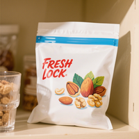 Sac d'emballage alimentaire biodégradable en plastique avec poignée et fermeture éclair, personnalisable avec logo imprimé, pochette refermable