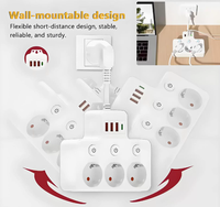 Adaptateur allemand standard de prise simple à quatre prises avec USB Type C, interrupteur individuel, lumière pour la maison, le bureau, les voyages