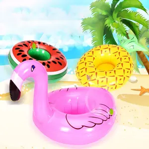Özel PVC yuvarlak Flamingo yüzen bira İçecek sahipleri plaj şamandıra içecek bardak yüzme havuzu şişme bardak tutucu