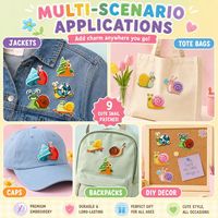 Niedliche Schnecken-Stickerei, Tannenzapfen, Muschel, Skateboard, Fliege, Blume, Kautschukblatt, Muschelschale, Aufbügel- und Aufnäh-Stickerei-Patches