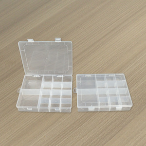 Transparent 14 Compartment Plastic Storage Box For Jewelry Tools Beads Desktop Organizer With Lid 20.7x16.7x3.9cm - Product Image 1