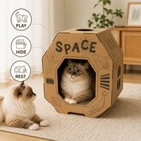Lit pour chaton en carton ondulé Space Kraft, meuble d'intérieur pour animaux de compagnie, maison pour chat, griffoir