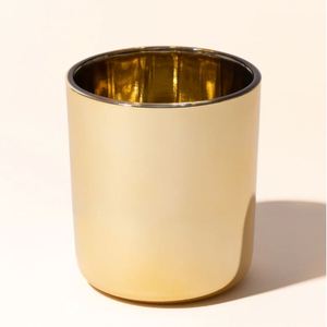 Bocaux à bougies de luxe 12oz 14oz Aura en verre électroplaqué or rose avec couvercle métallique personnalisé pour Noël - Product Image 1