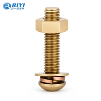 Jeu de vis à tête cylindrique Phillips en laiton massif avec écrou hexagonal, rondelle plate et rondelle à ressort M3 M4 M5 M6 M8 pour l'assemblage