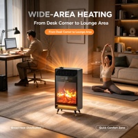 Cheminée électrique transfrontalière à chauffage rapide avec thermostat réglable, télécommande, commande vocale intelligente et humidification